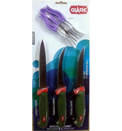 Glare Appliances Knives Set (3pcs set) - Green red