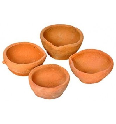 Vexclusive Handmade Indian Traditional Pooja Earthen Clay/Terracotta Oil Lamp - Diya Lamp (Pack Of 21)