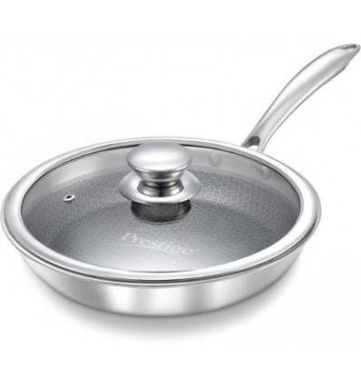 Prestige Tri-Ply Honey Comb Stainless Steel Fry Pan with Lid, 200ml, Silver sku code 36819