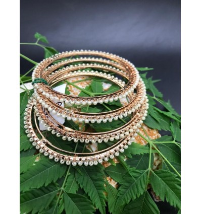 Gold Plated Pearl Bangles for Women & girls