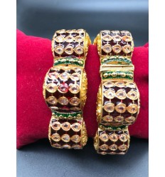 Kundan polki broad kada in maroon meena ethnic design for women for every occasion 