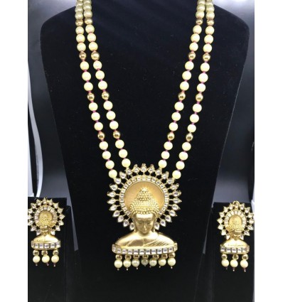 Temple Jewellery in Pearls Long Necklace Set Party/Function for Women and Girls