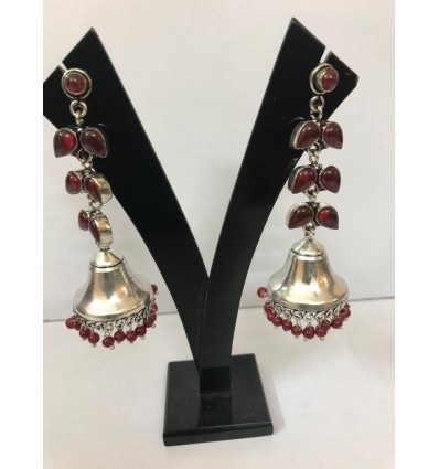 Ruby silver danglers Party/Function for Women and Girls