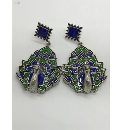 Multicolor Peacock Dangle Earrings Alloy Drops & Danglers