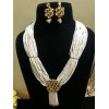 Kundan and Pearl Golden and White Multilayer Traditional Designer Necklace for Women/Girls