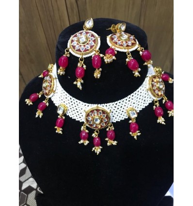 Kundan and Pearl choker Necklace for Women/Girls 