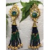 Peacock earrings blue and green