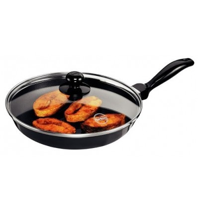 Hawkins Futura Non-Stick Frying Pan With Glass Lid, 26cm Black