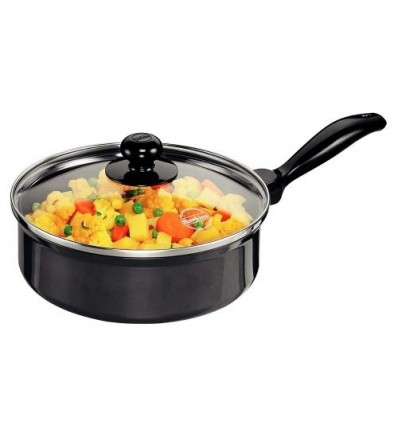Hawkins Futura Non-Stick Saute' Curry Pan With Glass Lid, 2 Litres Black