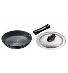Hawkins Futura Hard Anodised Frying Pan With Steel Lid, 22cm Black